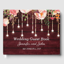 Floral Maroon Wooden Rustic Boda