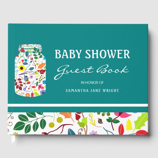 Libro De Visitas Floral Mason Jar Baby Shower (Anverso)