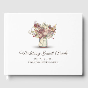 Libro De Visitas Floral Mason Jar Rustic Vintage Wedding