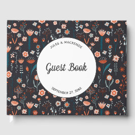 Libro De Visitas Floral Modern Dark Simple Boda