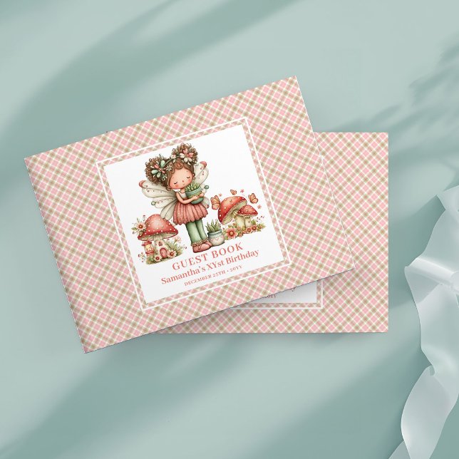 Libro de visitas floral para cumpleaños número 3 d (Pink Magical Fairy 3rd Birthday Floral Guest Book)