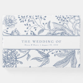 Libro De Visitas Floral Periwinkle Blue Elegant Wedding