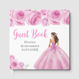 Libro De Visitas Floral Princess in Light Pink Dress Quinceanera