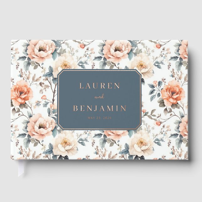 Libro De Visitas Floral Rosa Romántica (Anverso)