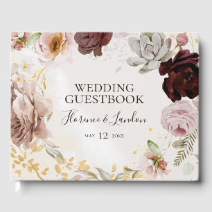 Libro De Visitas Floral Rubor moderna   Boda acuarela