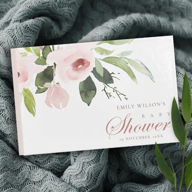 LIBRO DE VISITAS FLORAL SUBTILE RUBOR BLANCO ROSA BABY SHOWER (Subido por el creador)