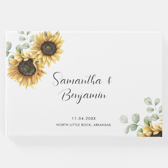 Libro De Visitas Floral Sunflower Greeneration Barn Boda (Anverso)