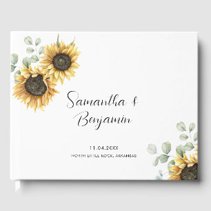 Libro De Visitas Floral Sunflower Greeneration Barn Boda