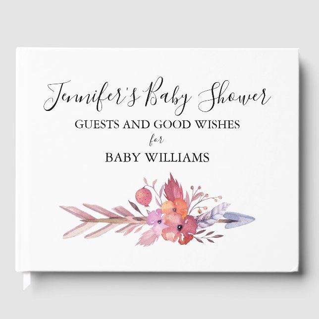 Libro De Visitas Floral Tribal Arrow Baby Shower (Anverso)