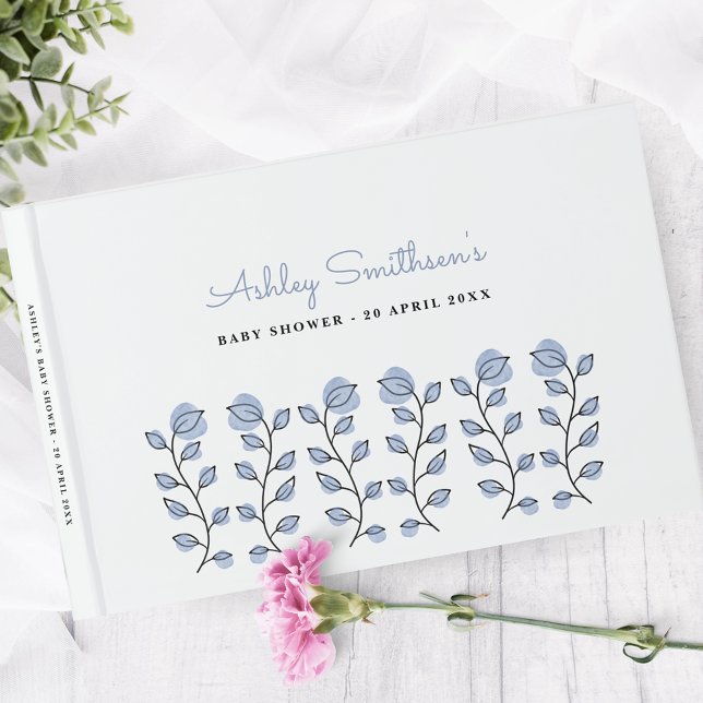 Libro De Visitas Floral Watercolor Baby Shower (Azul) (Subido por el creador)
