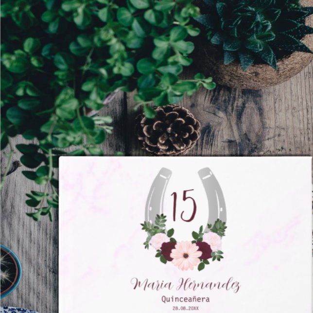 Libro De Visitas Floral Western Horseshoe Quinceanera (Subido por el creador)