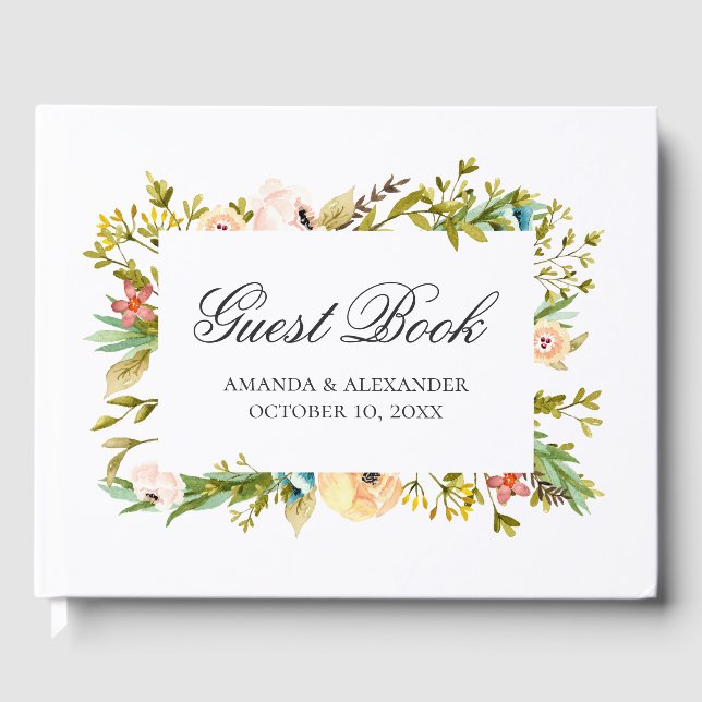 Libro De Visitas Flores acuáticas. Boda. Botánico (Anverso)