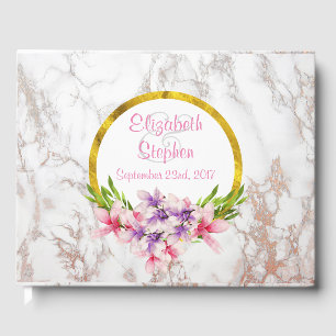 Libro De Visitas Flores acuáticas, Boda de textura de mármol blanco