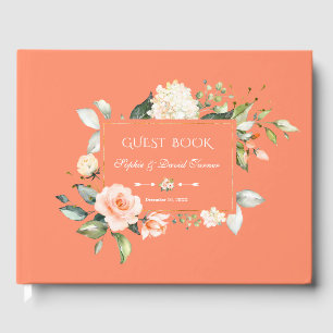 Libro De Visitas Flores acuáticas modernas Boda de coral vivo