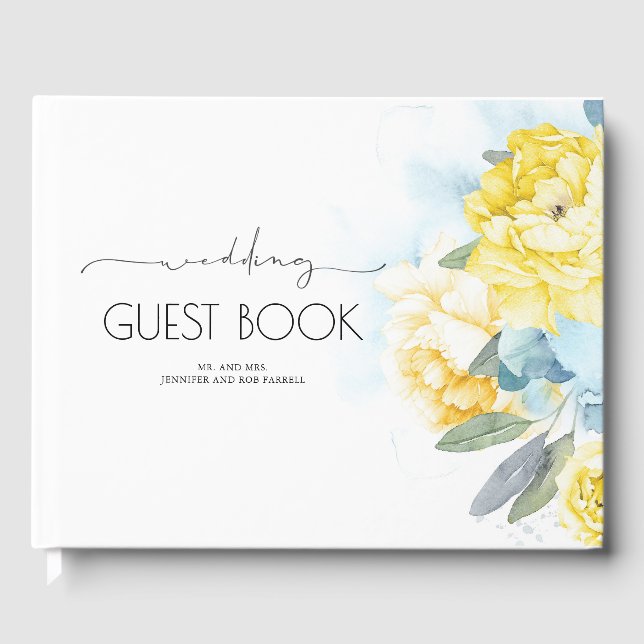 Libro De Visitas Flores amarillas Boda de la vegetación azul turbia (Anverso)