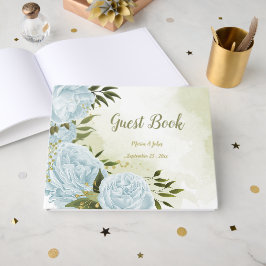 Libro De Visitas flores azules bonitos hojas verdes botánicas