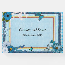 Libro De Visitas Flores Azules y Mariposas