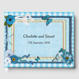Libro De Visitas Flores Azules y Mariposas
