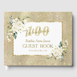Libro De Visitas Flores blancas Gold 100 y fabulosa fiesta de cumpl