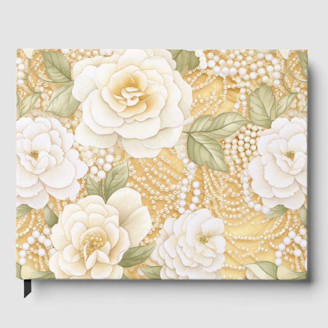 Libro De Visitas Flores Blancas y Perlas (Anverso)