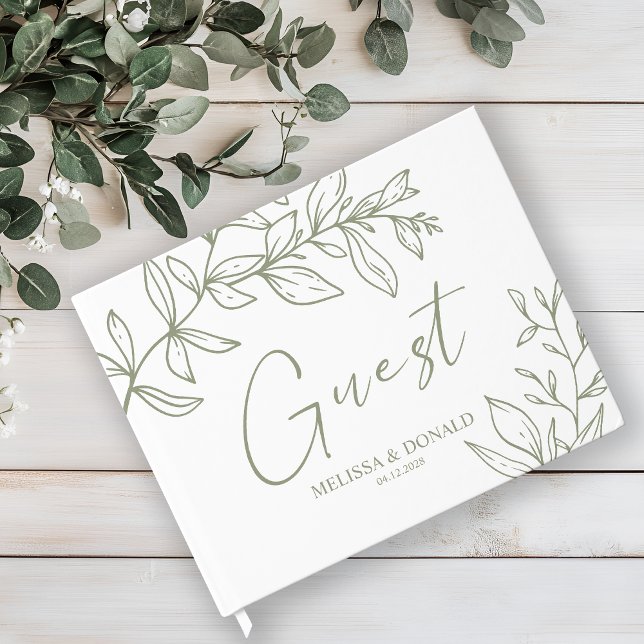 Libro De Visitas Flores Boho Sage Boda Boho Simple (Subido por el creador)