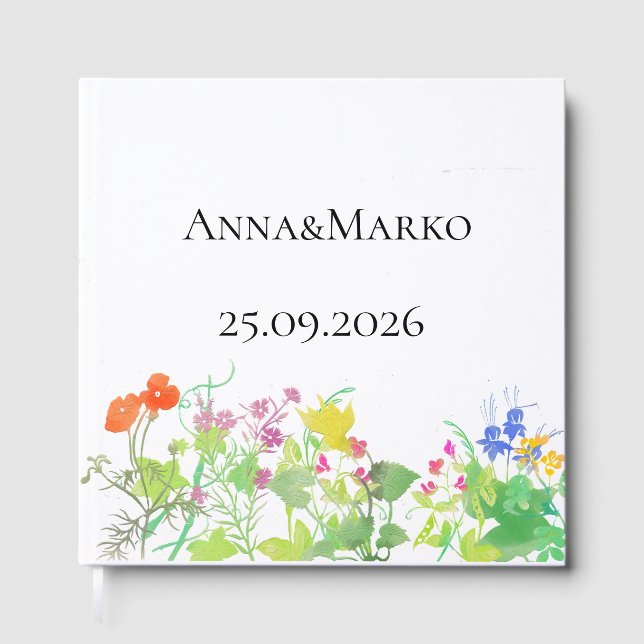 Libro De Visitas Flores de acuarela (Anverso)