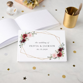 Libro De Visitas Flores de Borgoña, flores rosas, vegetación, Boda