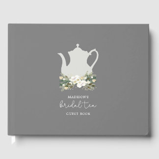 Libro De Visitas Flores de color gris de té de novia