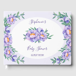 Libro De Visitas Flores de color morado Baby Shower personalizadas