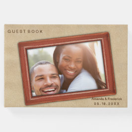 Libro De Visitas Flores de cuero en crema Ante