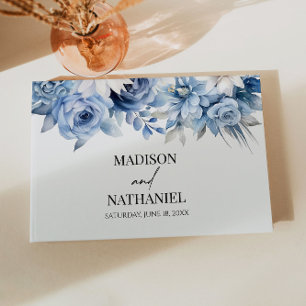Libro De Visitas Flores de flores azules deslumbrantes Boda Jardín