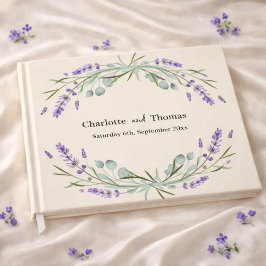 Libro De Visitas Flores de lavanda eucalipto beige y boda