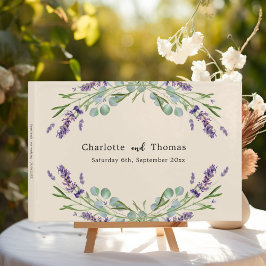 Libro De Visitas Flores de lavanda eucalipto beige y boda