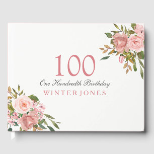 Libro De Visitas Flores de Oro Rosa Rosa 100 cumpleaños