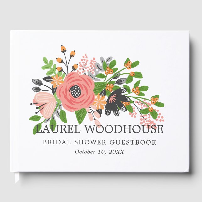Libro De Visitas Flores de otoño dulces - Ducha de novia - Nombre y (Anverso)