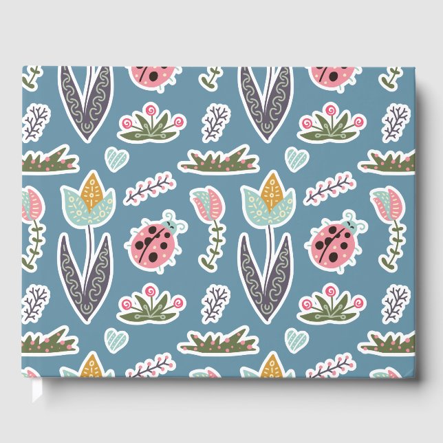 Libro De Visitas Flores de primavera y patrón de parásitos (Anverso)