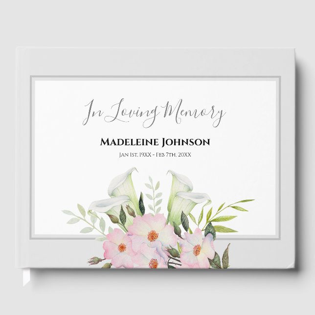 Libro De Visitas Flores de Rosas de Calla Blanca Calla Lily (Anverso)