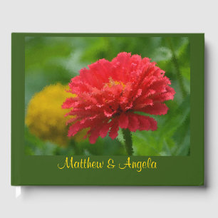 Libro De Visitas Flores de zinnia rojas y amarillas