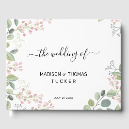 Libro De Visitas Flores Delicadas Y Hojas De Eucalipto