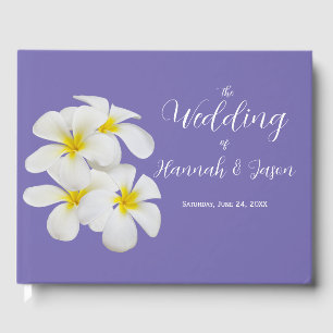 Libro De Visitas Flores frangipani blancas, perwinkle, Boda