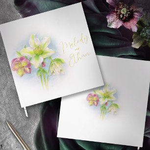 Libro De Visitas Flores Hellebore acuarela boda primavera
