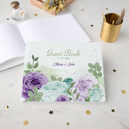 Libro De Visitas flores moradas azules vegetación boda