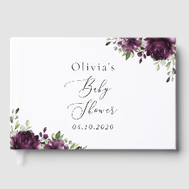 Libro De Visitas Flores moradas, flores de ciruela, Boho, Baby Show