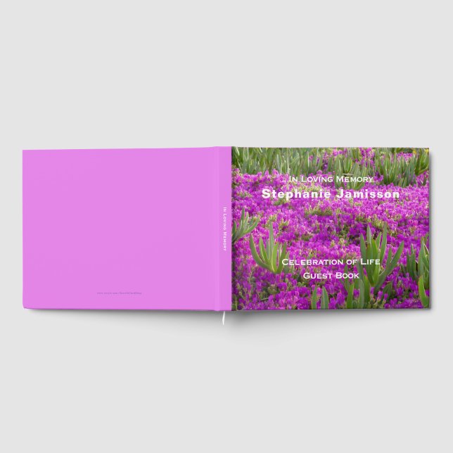 Libro De Visitas Flores moradas magenta, celebración floral de la v (Lleno)