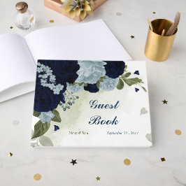 Libro De Visitas flores polvorientas azules y marinas