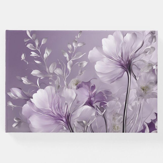 Libro De Visitas Flores púrpuras en flor arte de IA (Anverso)