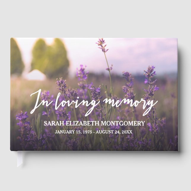 Libro De Visitas Flores Púrpuras En Memoria Amante (Anverso)