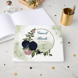 Libro De Visitas flores rosadas y marinas