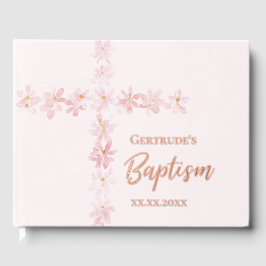 Libro De Visitas flores rosas Baptismo cruzado