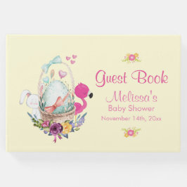 Libro De Visitas Flores rosas, huevos, flamencos y acuarela confita